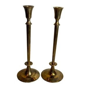 Solid & Sturdy 11" Vintage Dirigold Brass Candlestick Holders Set of Two